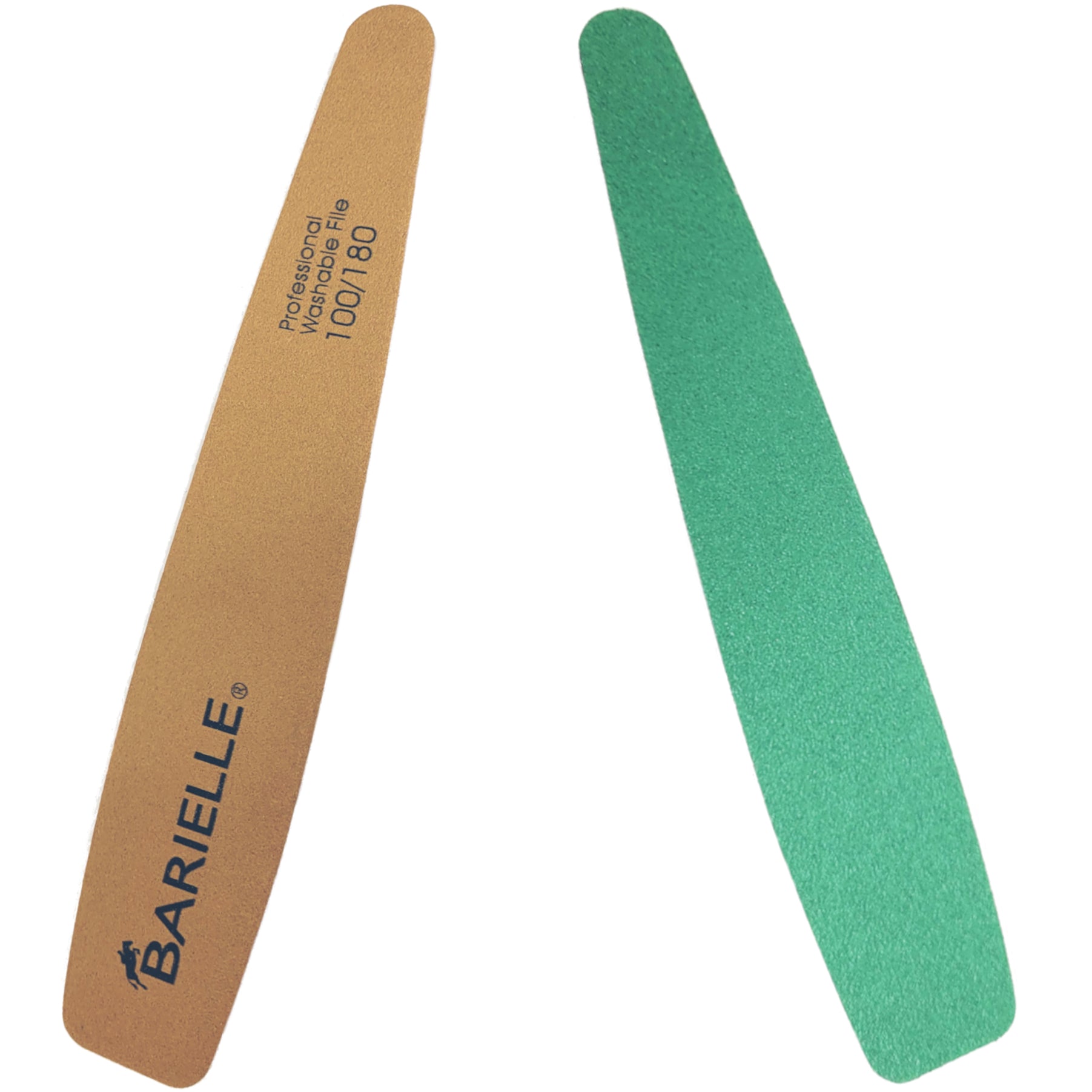 Barielle Washable and Reusable Nail Files 100.180 Grit - Brown/Green (12 PACK) - Professional Nail Files, Double Sided Emery Board for Long Lasting Manicure/Pedicure Finish
