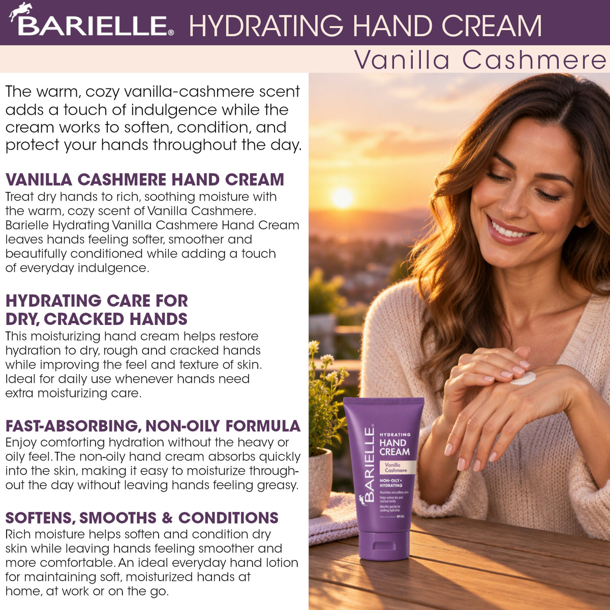 Barielle Vanilla Cashmere Hydrating Hand Cream 2.5 Ounce