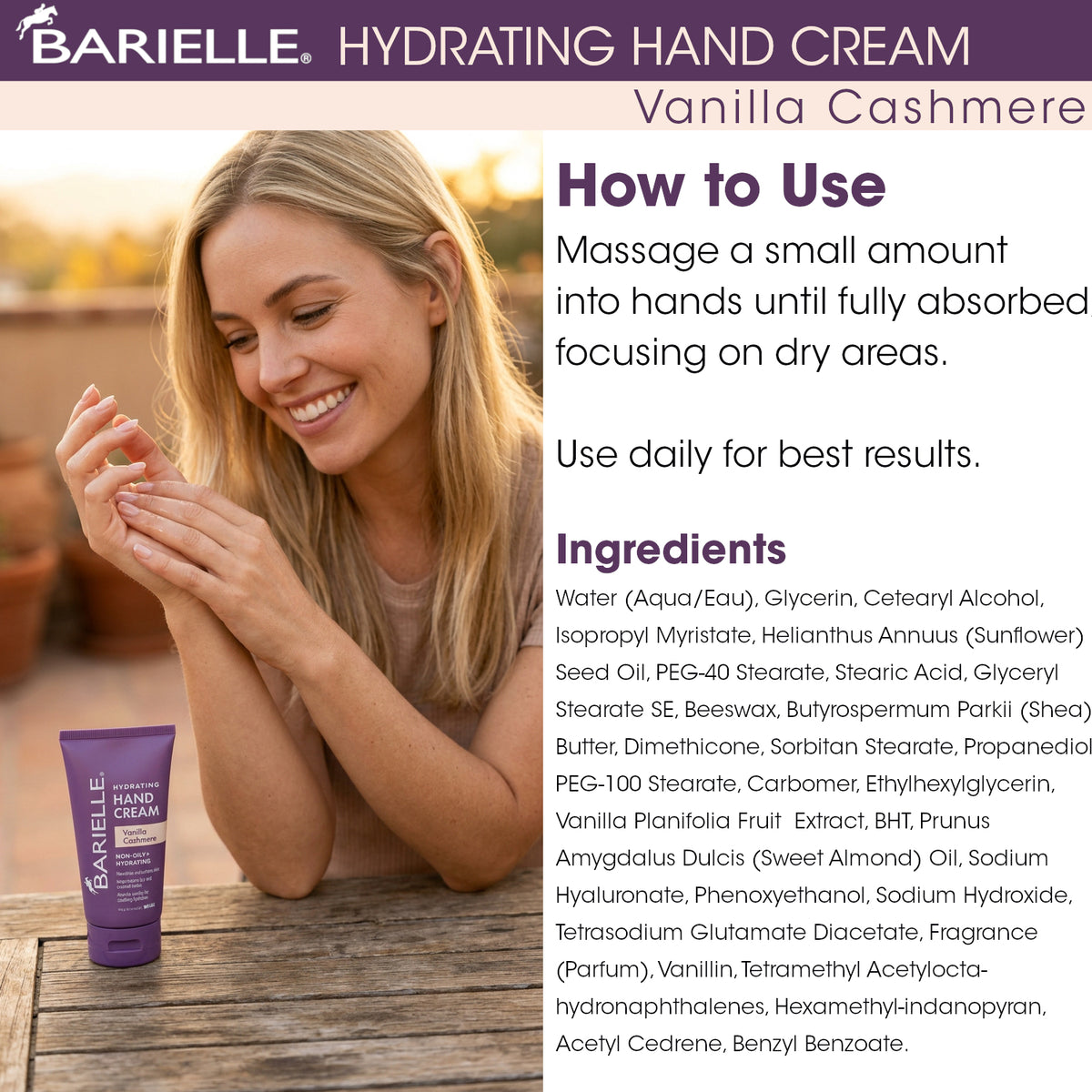 Barielle Vanilla Cashmere Hydrating Hand Cream 2.5 Ounce