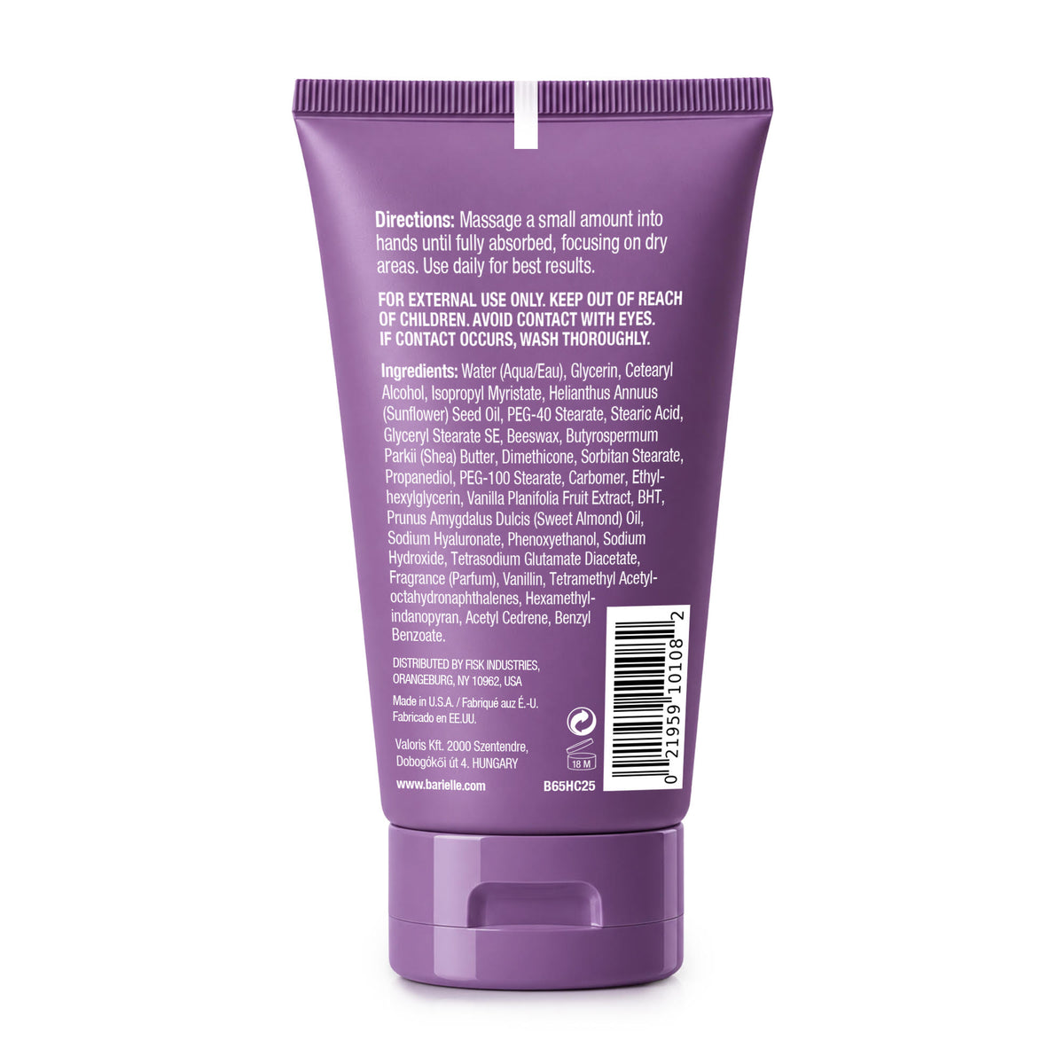 Barielle Vanilla Cashmere Hydrating Hand Cream 2.5 Ounce