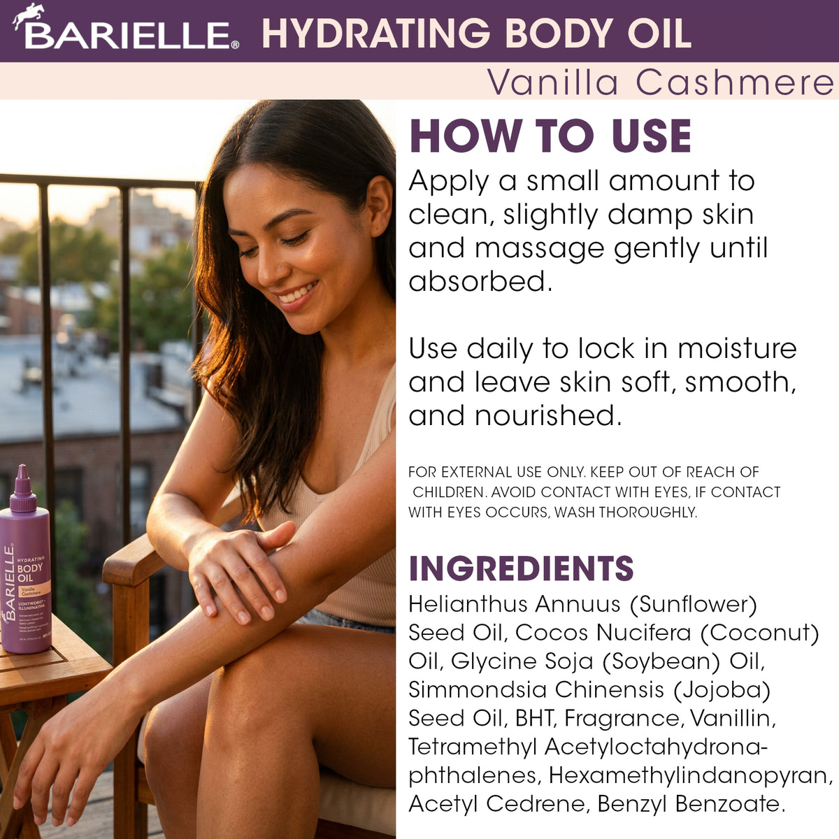 Barielle Vanilla Cashmere Hydrating Body Oil 8 oz.