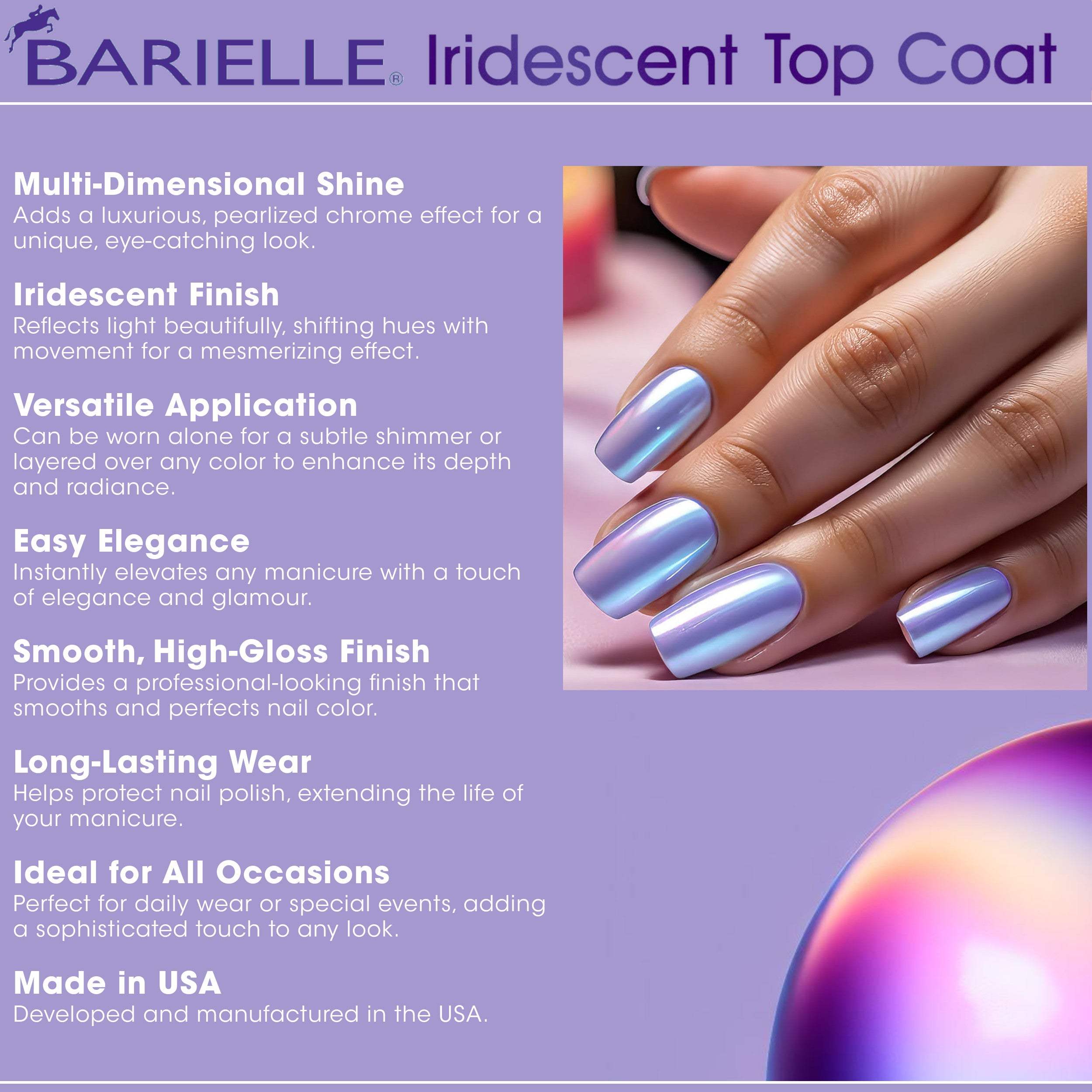 Barielle Iridescent Top Coat .47 oz.