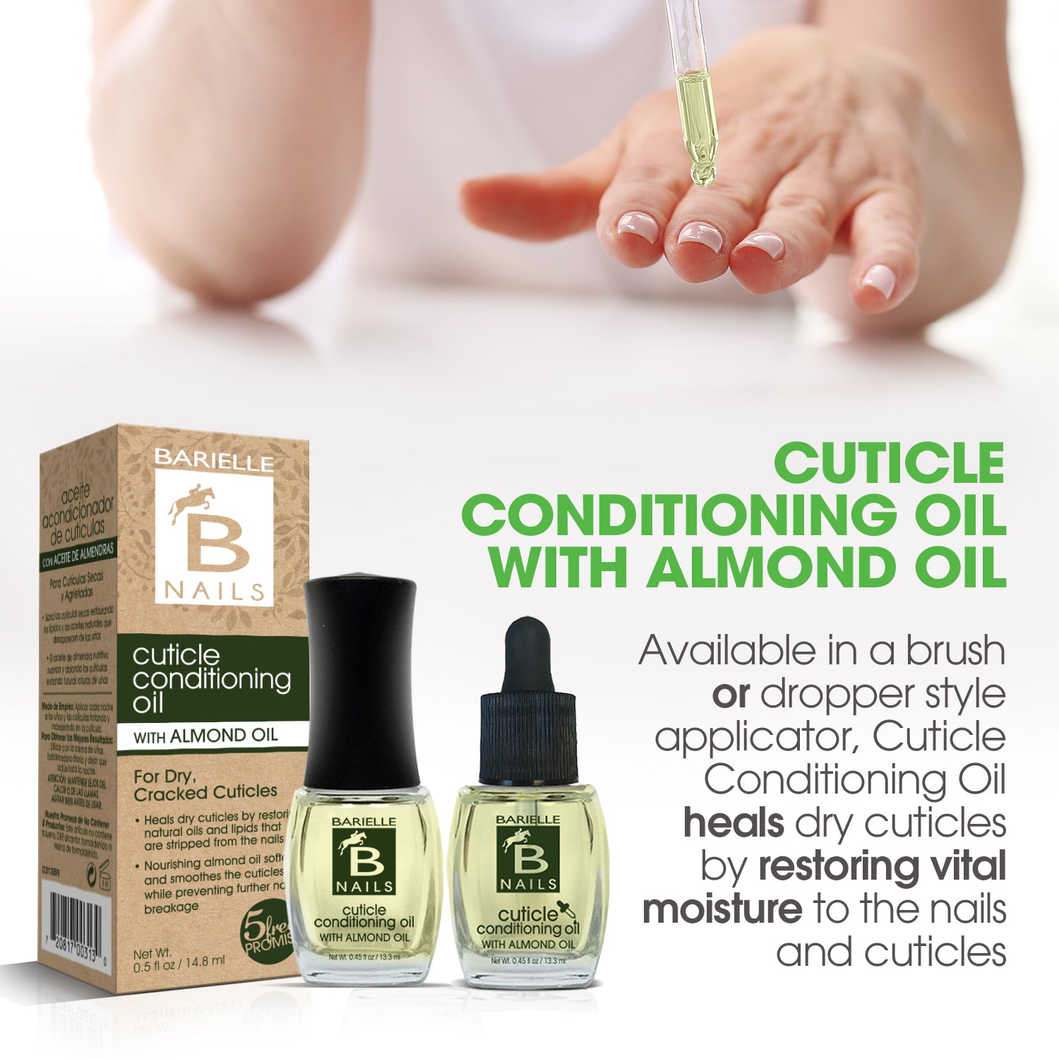 Barielle Cuticle Conditioning Oil - with Almond Oil, Vitamin E & Tea Tree Oil .45 oz.