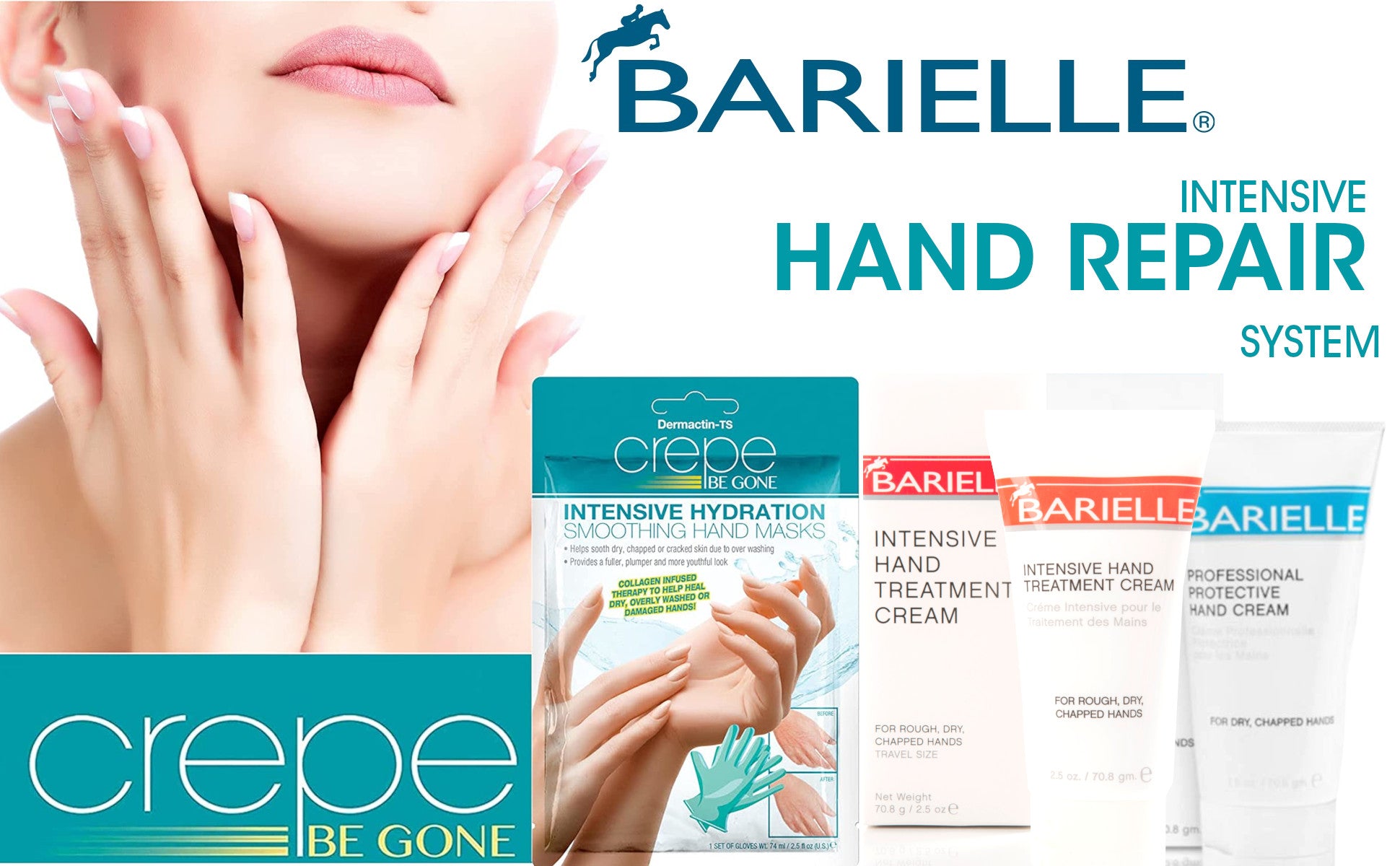 Barielle Intensive Hand Repair System 4-PC Intense Hand Treatment Collection - Includes 2 Hand Masks, and 2 Hand Treatment Creams