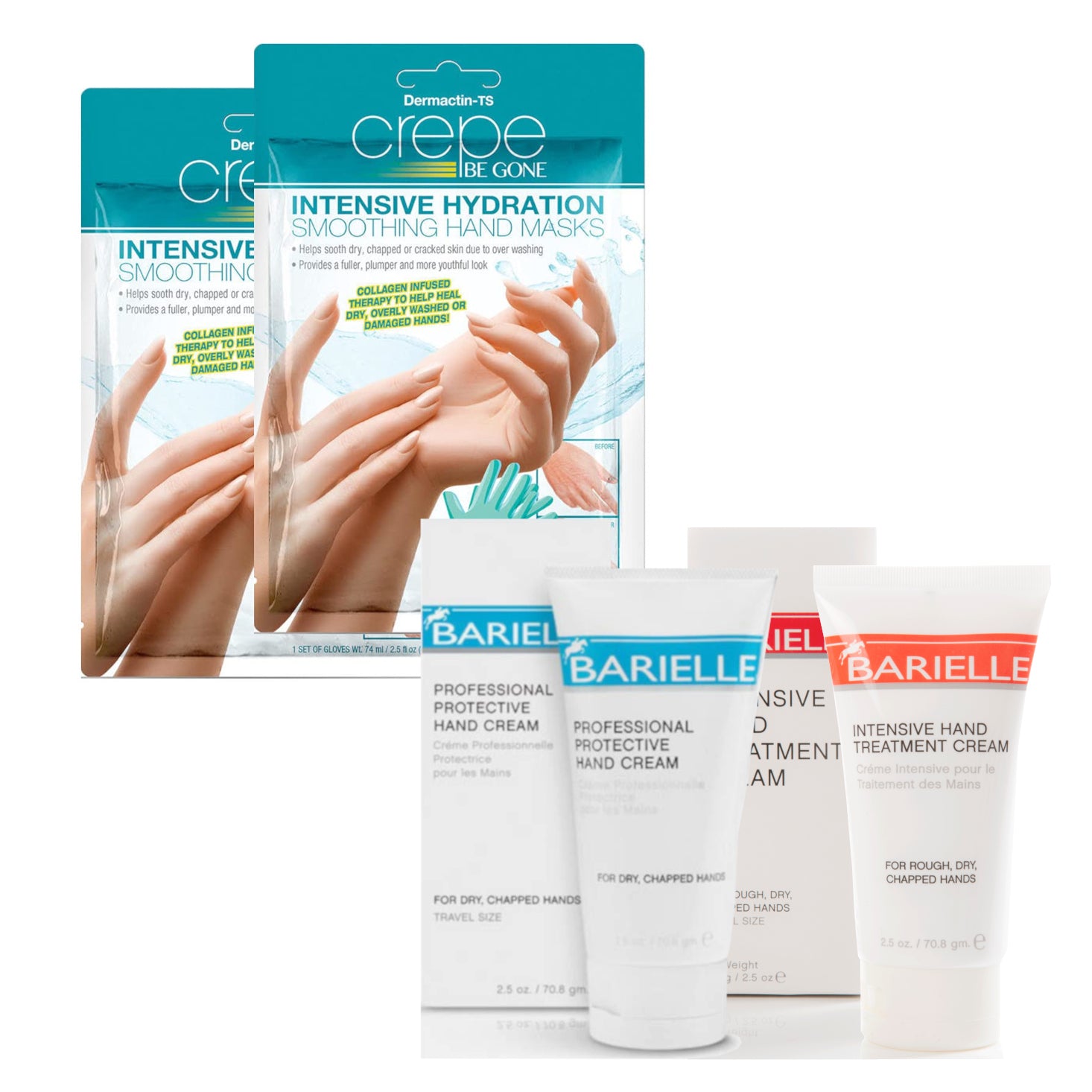 Barielle Intensive Hand Repair System 4-PC Intense Hand Treatment Collection - Includes 2 Hand Masks, and 2 Hand Treatment Creams