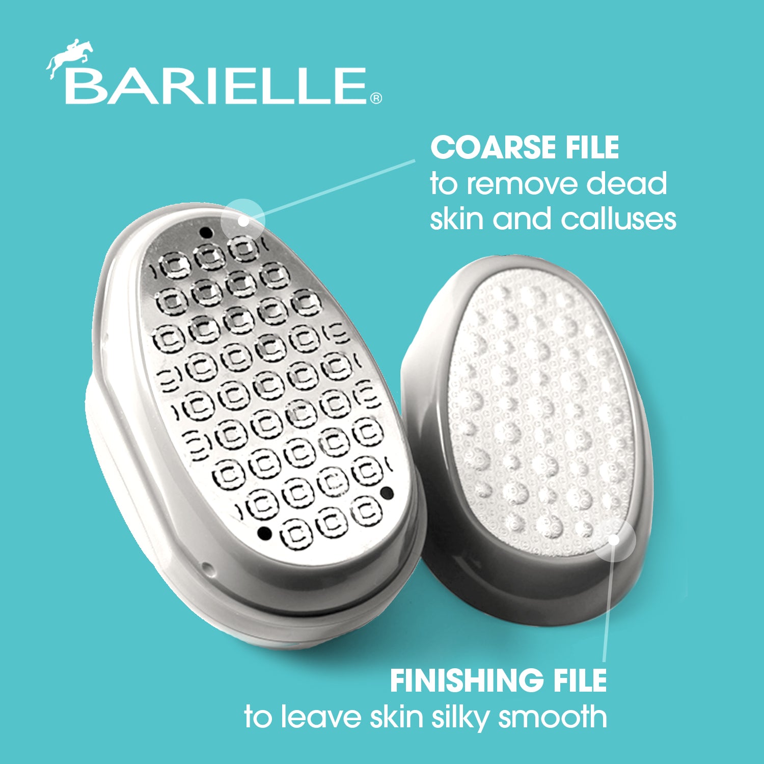 Barielle Portable Oval Gold & White Clamshell Foot File / Foot Rasp - with Stainless Steel Foot Files