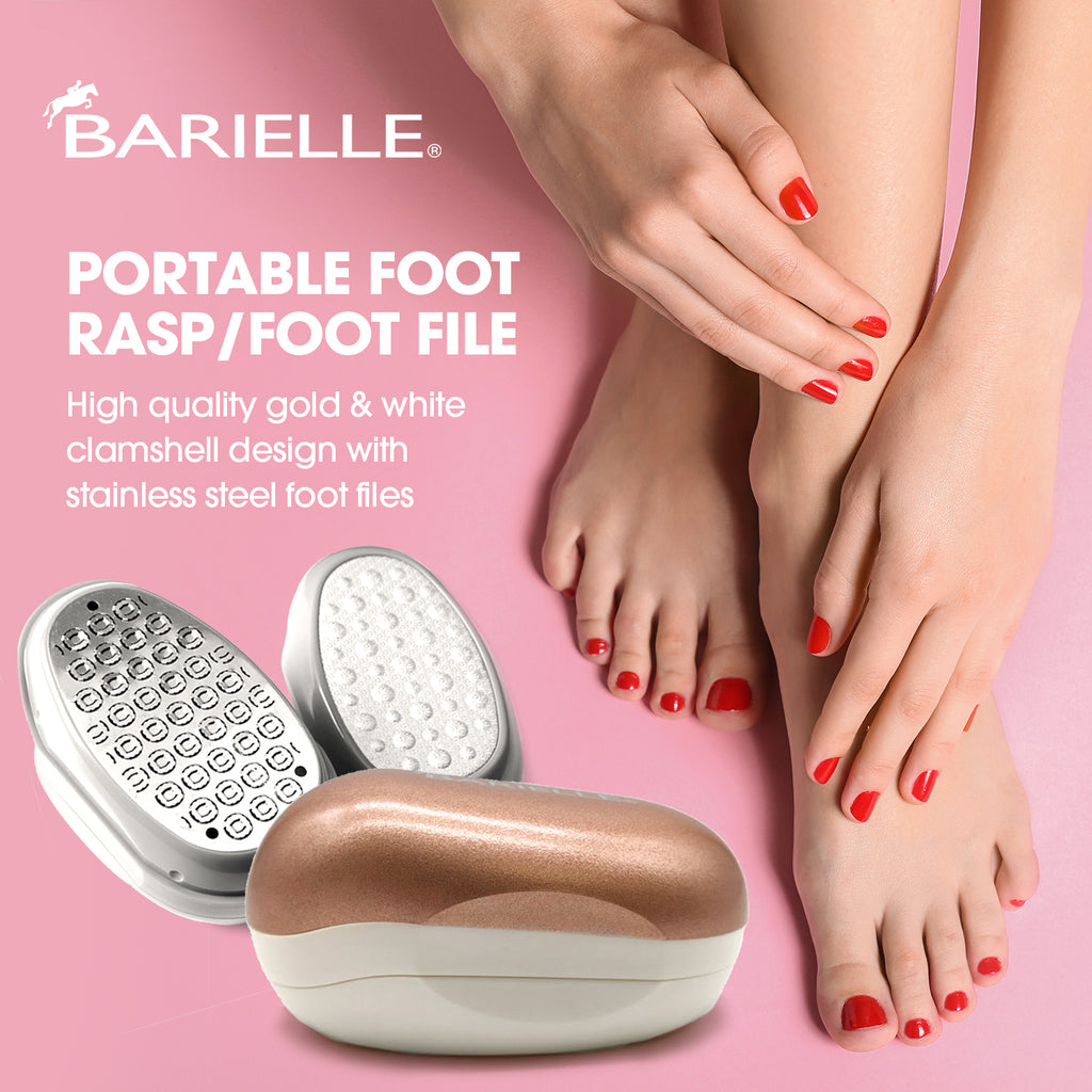 Barielle Portable Oval Gold White Clamshell Foot File Foot