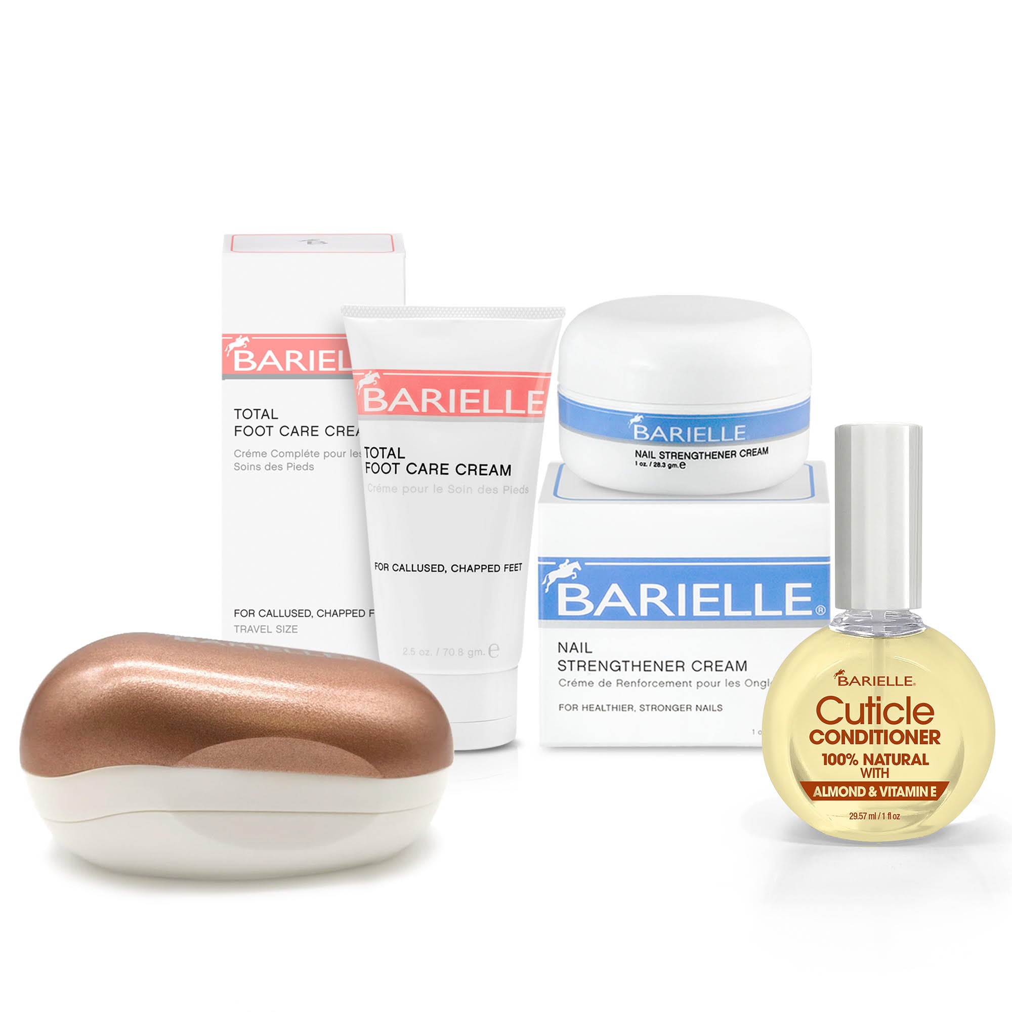 Barielle Portable Oval Gold & White Clamshell Foot File / Foot Rasp - with Stainless Steel Foot Files